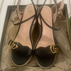 Gucci Aitana GG Wedge Espadrille Sandals